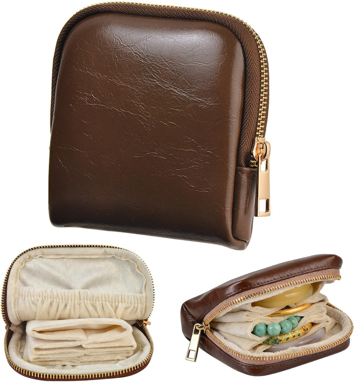 Mini Travel Jewelry Organizer Bag Portable Travel Jewelry Case Small Bag Organizer Pouch for Traveling and Storage for Earring, Ring, Necklace, Bracelet with Velvet Lining, grey
