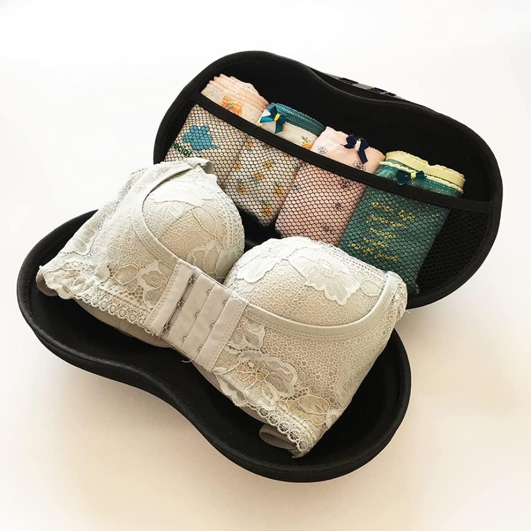 Underwear Organiser Portable Bra Bag with Net Bra Case Bra Organizer for Travel Large Pockets Dual Sided Underwear Storage (pattern 5)