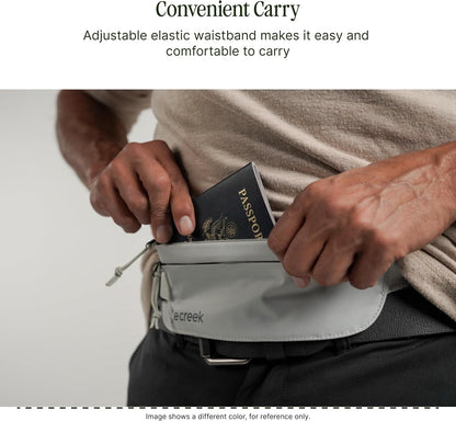 Undercover RFID Money Belt – Slim Travel Waist Pouch with RFID Blocking – Secure Passport, Cards & Cash – Adjustable Strap – Lightweight & Discreet – Storm Grey