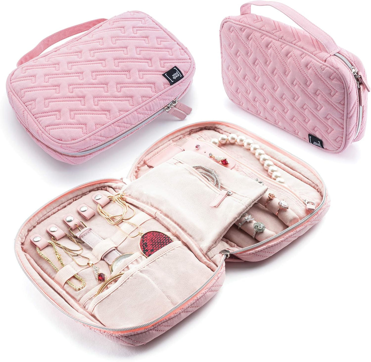 Travel Jewelry Organizer Case for Women - Travel accessories, Jewelry Roll Travel case Functions as a Jewelry Box, Pouch for Earrings, Necklaces, Bracelets & Rings | The Travel Collection, Blush
