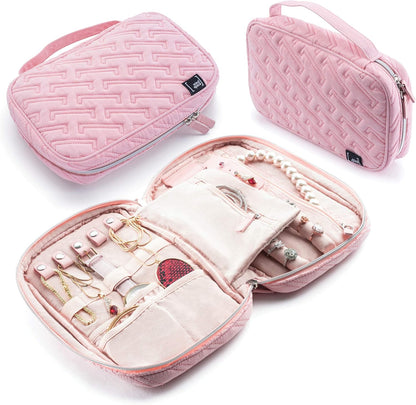 Travel Jewelry Organizer Case for Women - Travel accessories, Jewelry Roll Travel case Functions as a Jewelry Box, Pouch for Earrings, Necklaces, Bracelets & Rings | The Travel Collection, Blush