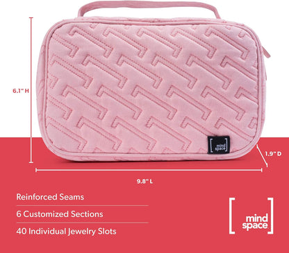 Travel Jewelry Organizer Case for Women - Travel accessories, Jewelry Roll Travel case Functions as a Jewelry Box, Pouch for Earrings, Necklaces, Bracelets & Rings | The Travel Collection, Blush