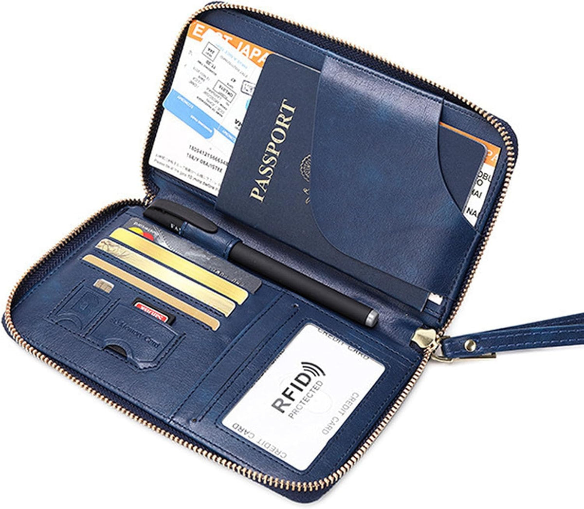 Multi-Function RFID Travel Passport Wallet with Phone Pocket - Ultimate Passport Holder for Women & Men | Holds Phones, Passports, Cash, Cards & Boarding Passes (Brown)