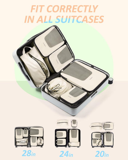 Compression Packing Cubes for Travel, 6/5/ Lightweight Packing Organizers, Summer Travel Essentials Suitcase Organizer Bags Set