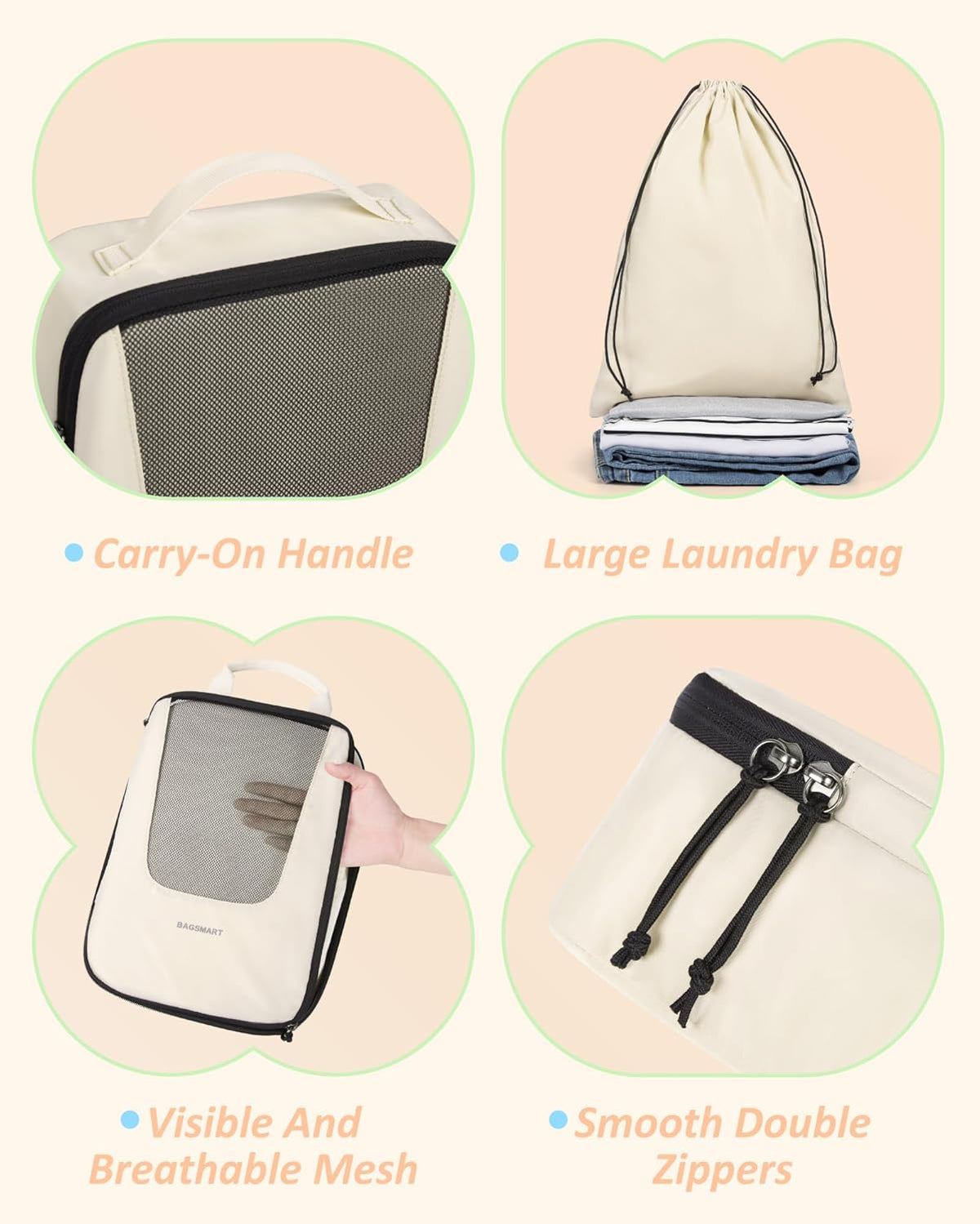 Compression Packing Cubes for Travel, 6/5/ Lightweight Packing Organizers, Summer Travel Essentials Suitcase Organizer Bags Set