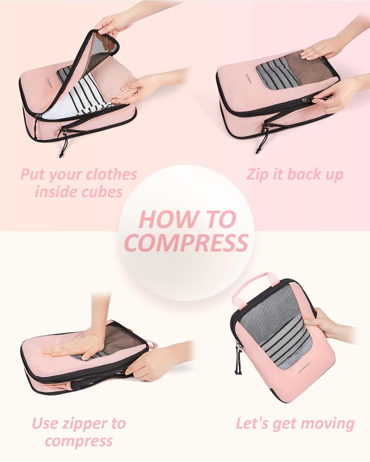 Compression Packing Cubes for Travel, 6/5/ Lightweight Packing Organizers, Summer Travel Essentials Suitcase Organizer Bags Set