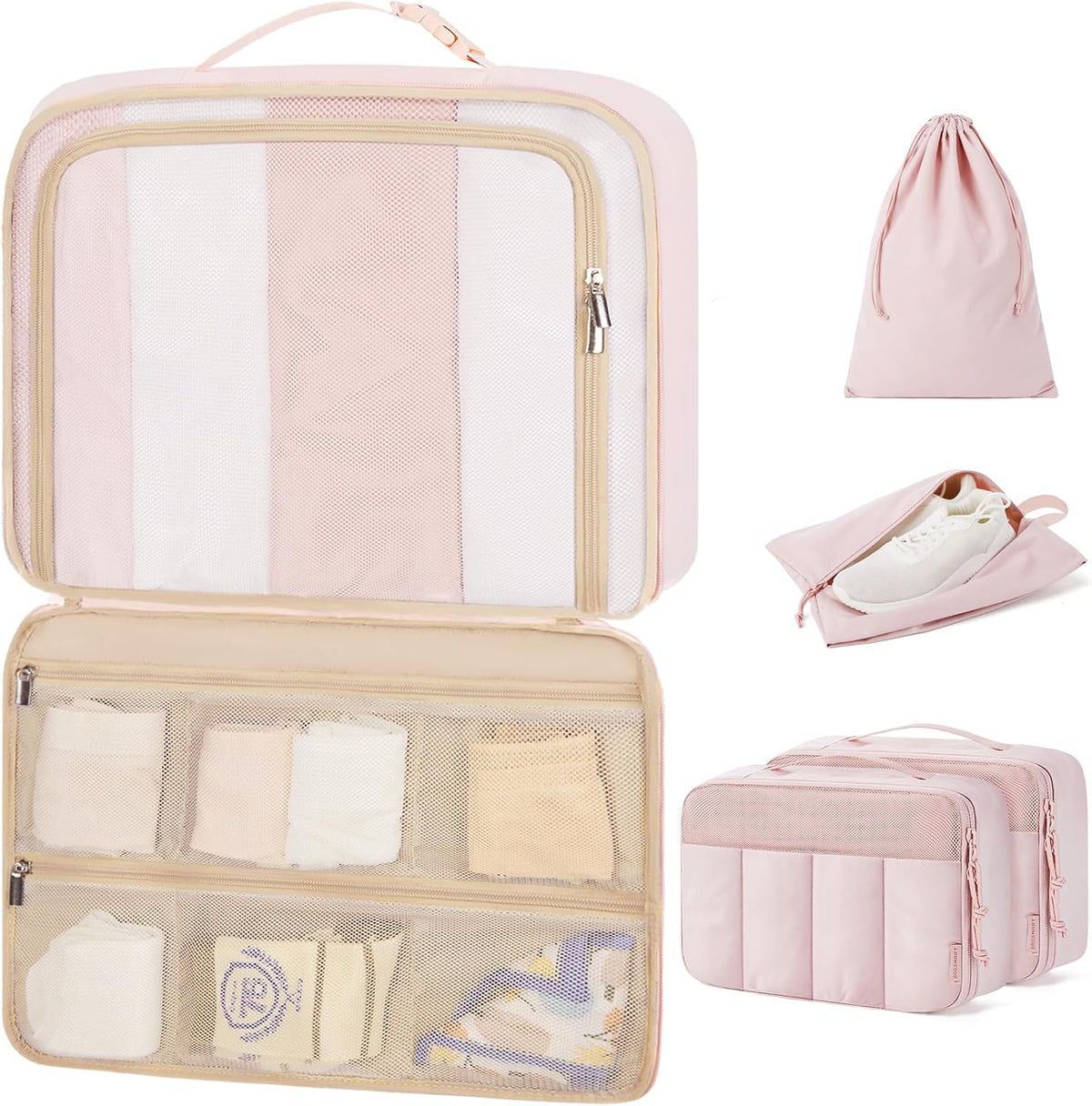 Compression Packing Cubes for Travel, 6/5/ Lightweight Packing Organizers, Summer Travel Essentials Suitcase Organizer Bags Set