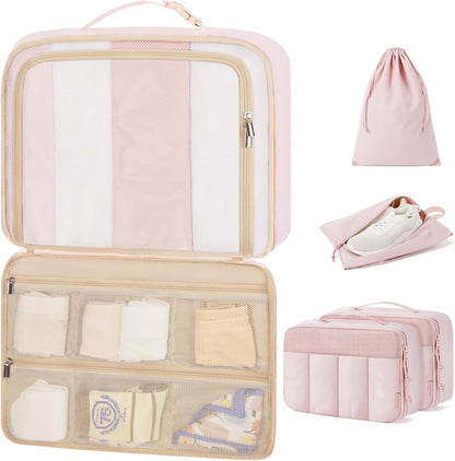 Compression Packing Cubes for Travel, 6/5/ Lightweight Packing Organizers, Summer Travel Essentials Suitcase Organizer Bags Set