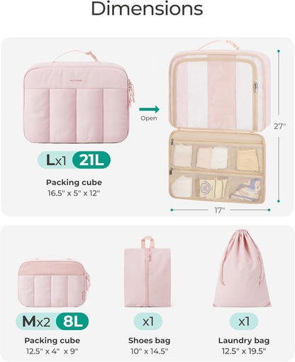 Compression Packing Cubes for Travel, 6/5/ Lightweight Packing Organizers, Summer Travel Essentials Suitcase Organizer Bags Set