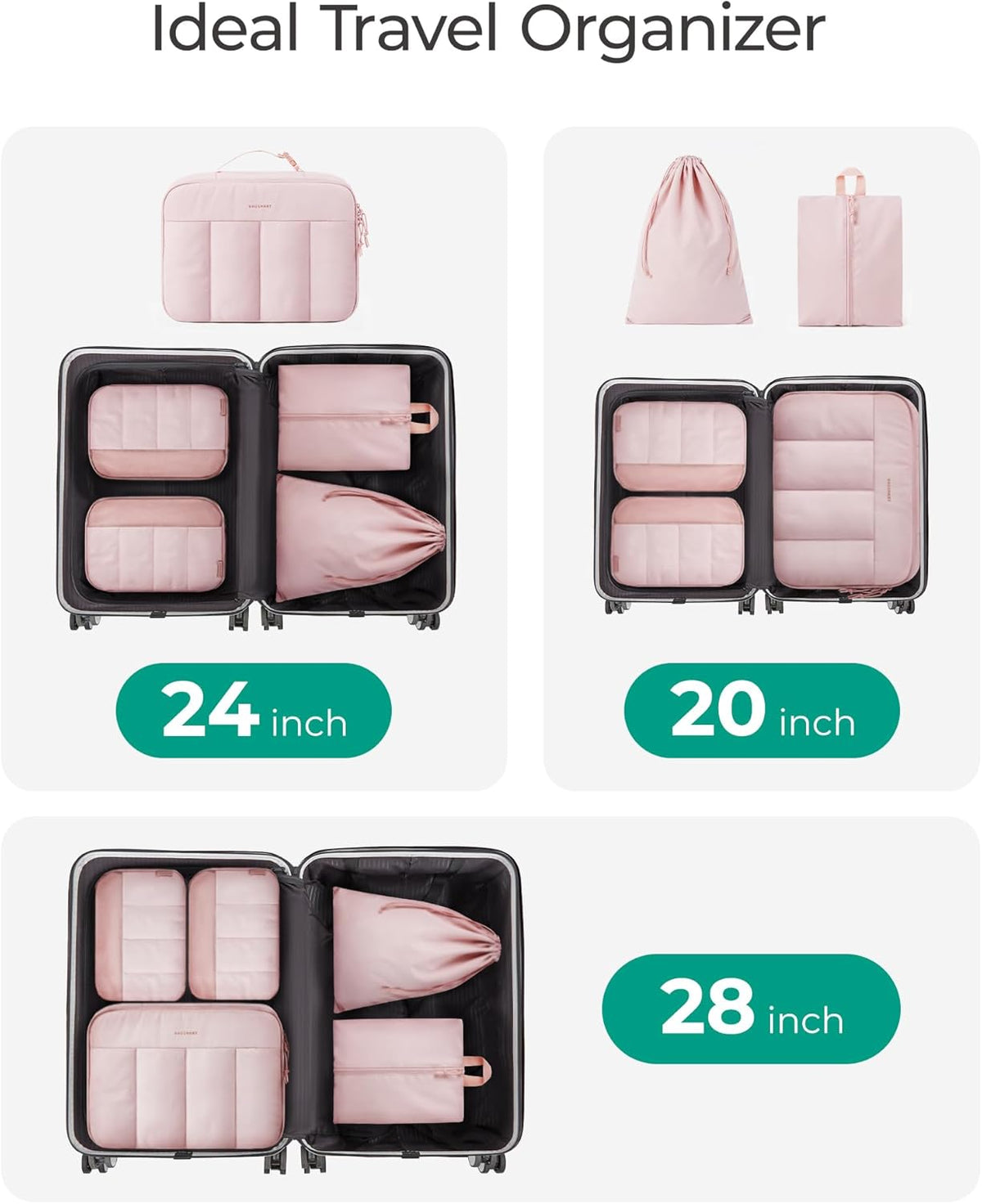 Compression Packing Cubes for Travel, 6/5/ Lightweight Packing Organizers, Summer Travel Essentials Suitcase Organizer Bags Set