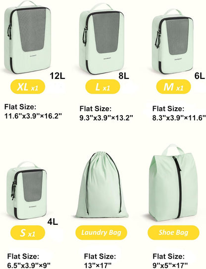 Compression Packing Cubes for Travel, 6/5/ Lightweight Packing Organizers, Summer Travel Essentials Suitcase Organizer Bags Set