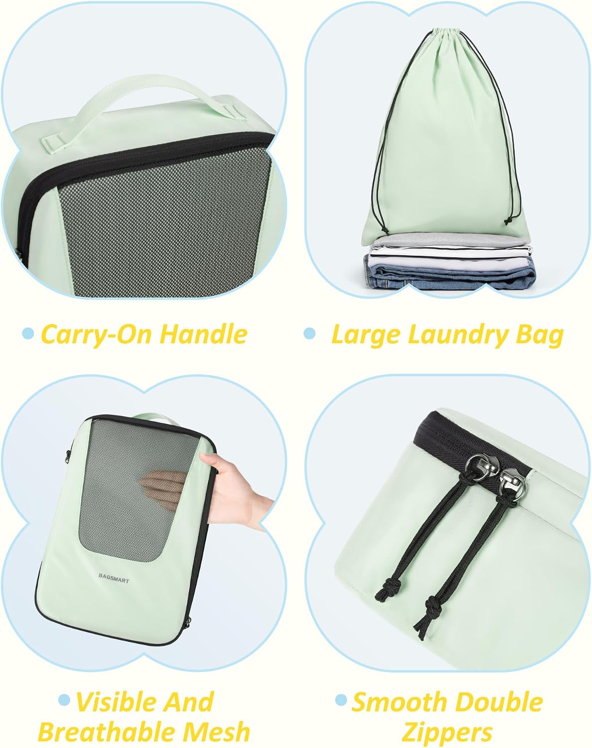 Compression Packing Cubes for Travel, 6/5/ Lightweight Packing Organizers, Summer Travel Essentials Suitcase Organizer Bags Set