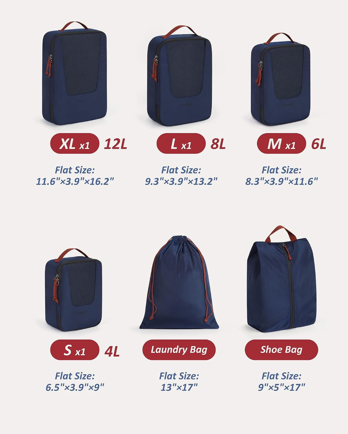 Compression Packing Cubes for Travel, 6/5/ Lightweight Packing Organizers, Summer Travel Essentials Suitcase Organizer Bags Set