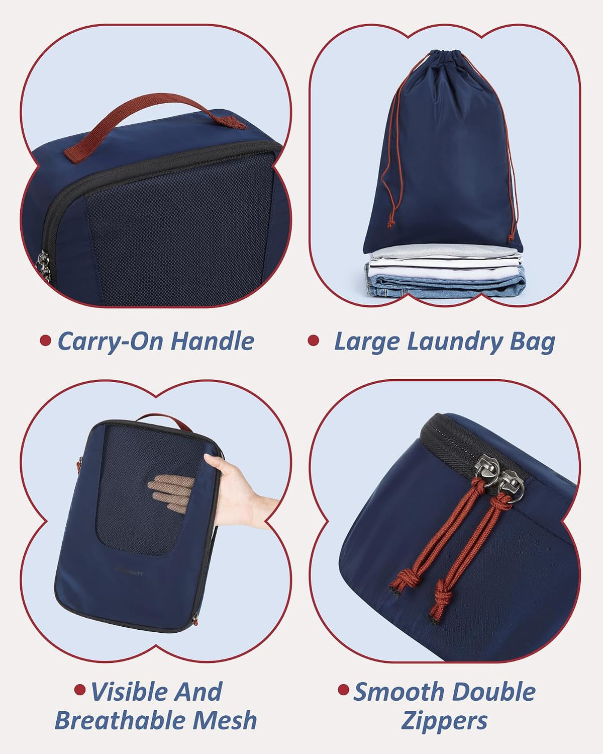 Compression Packing Cubes for Travel, 6/5/ Lightweight Packing Organizers, Summer Travel Essentials Suitcase Organizer Bags Set