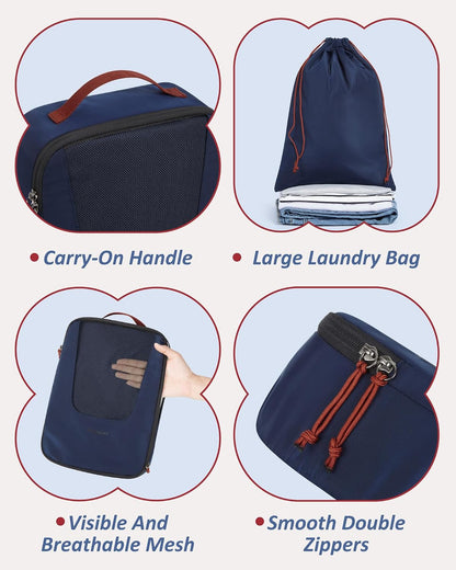Compression Packing Cubes for Travel, 6/5/ Lightweight Packing Organizers, Summer Travel Essentials Suitcase Organizer Bags Set