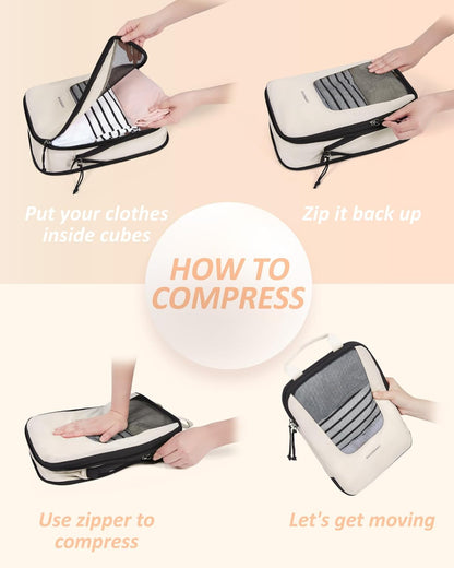 Compression Packing Cubes for Travel, 6/5/ Lightweight Packing Organizers, Summer Travel Essentials Suitcase Organizer Bags Set