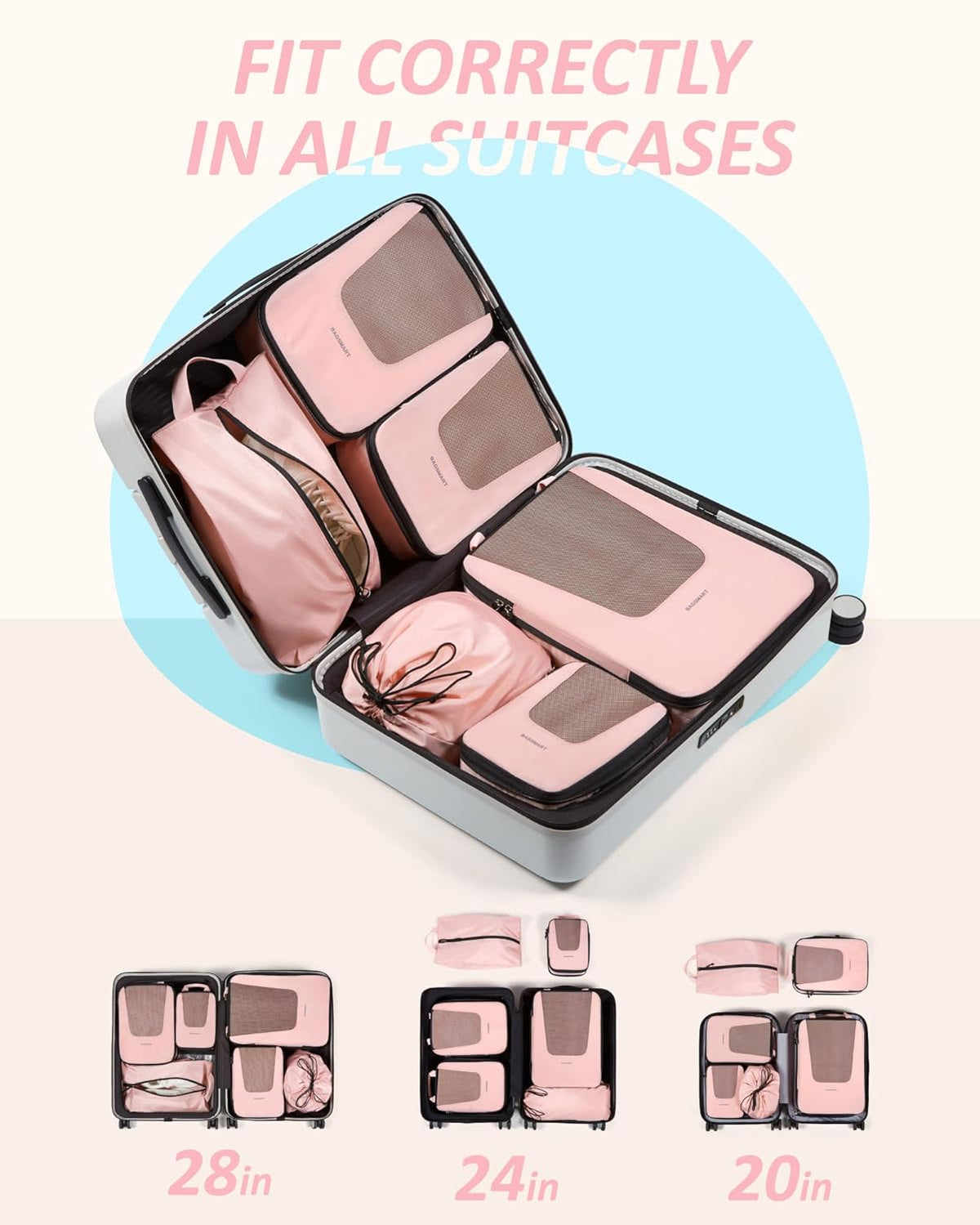 Compression Packing Cubes for Travel, 6/5/ Lightweight Packing Organizers, Summer Travel Essentials Suitcase Organizer Bags Set