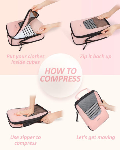 Compression Packing Cubes for Travel, 6/5/ Lightweight Packing Organizers, Summer Travel Essentials Suitcase Organizer Bags Set