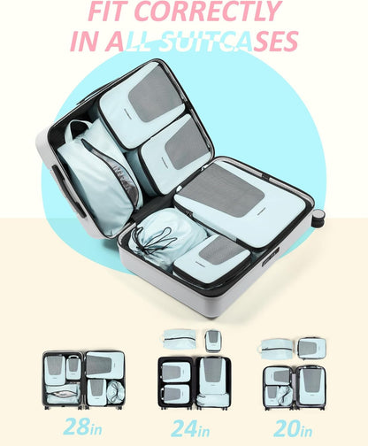 Compression Packing Cubes for Travel, 6/5/ Lightweight Packing Organizers, Summer Travel Essentials Suitcase Organizer Bags Set