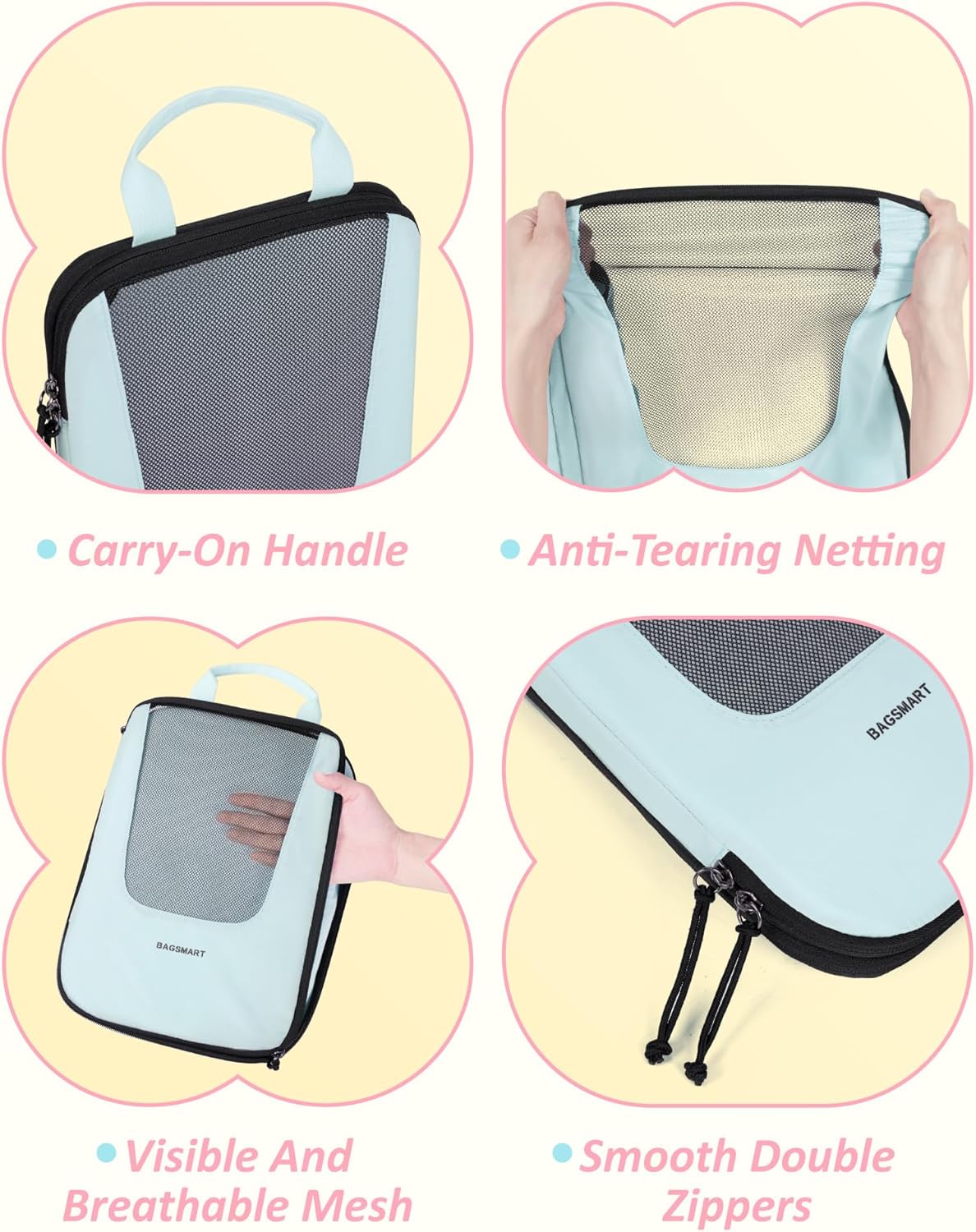 Compression Packing Cubes for Travel, 6/5/ Lightweight Packing Organizers, Summer Travel Essentials Suitcase Organizer Bags Set