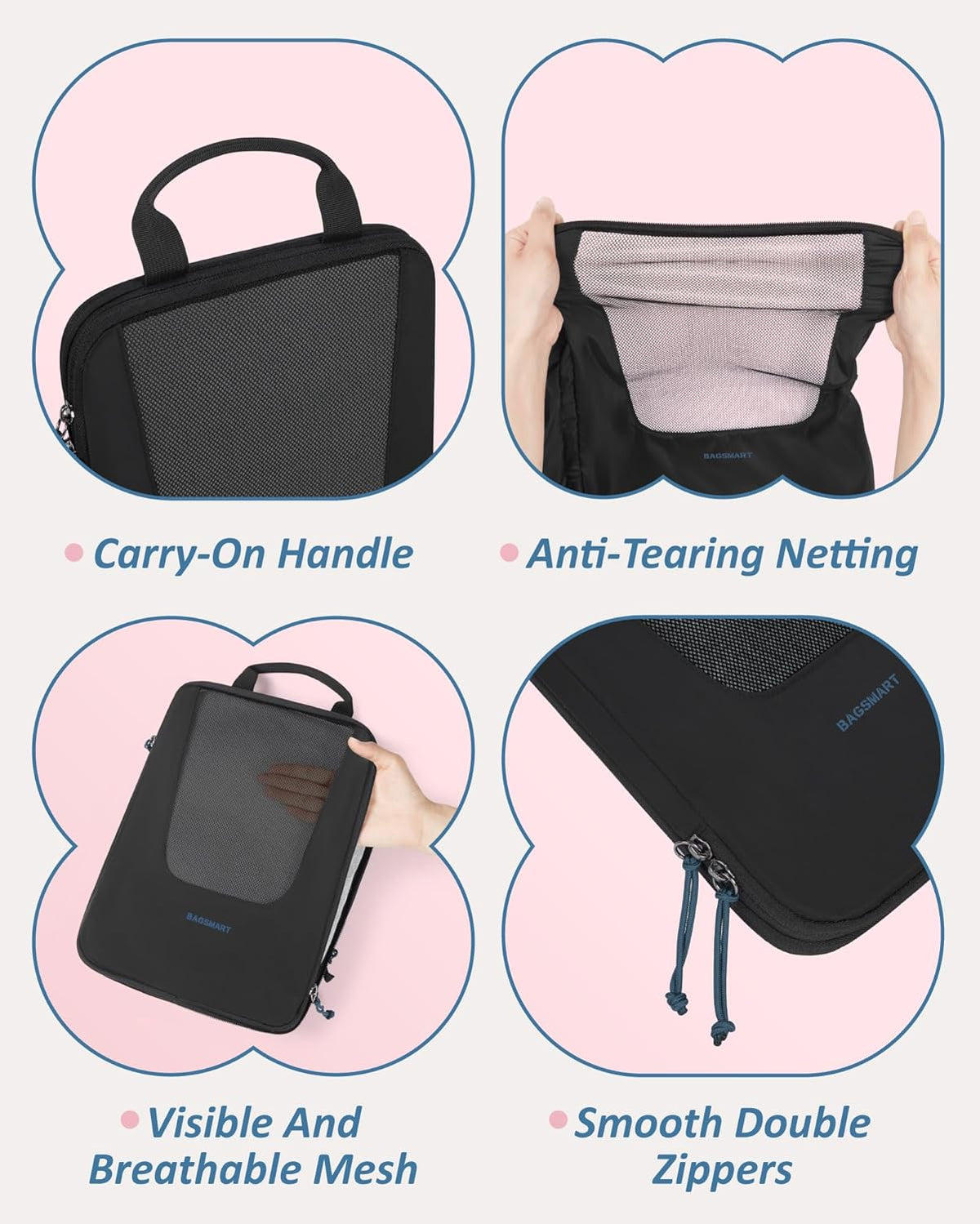 Compression Packing Cubes for Travel, 6/5/ Lightweight Packing Organizers, Summer Travel Essentials Suitcase Organizer Bags Set