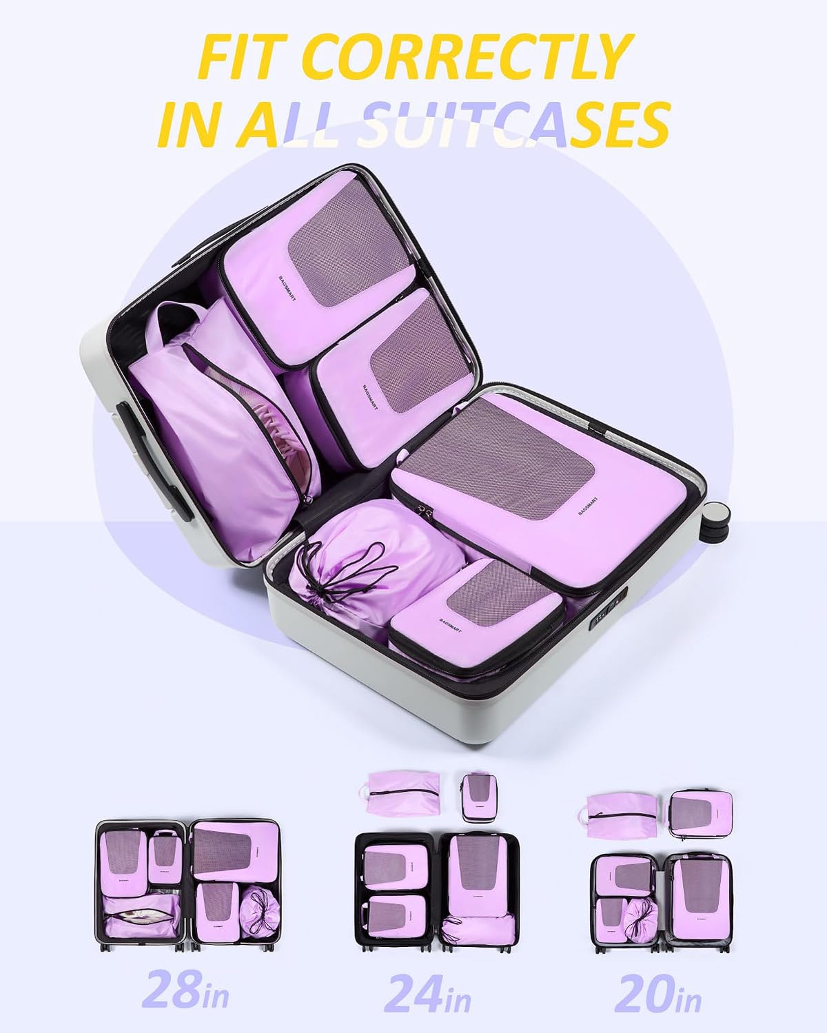 Compression Packing Cubes for Travel, 6/5/ Lightweight Packing Organizers, Summer Travel Essentials Suitcase Organizer Bags Set