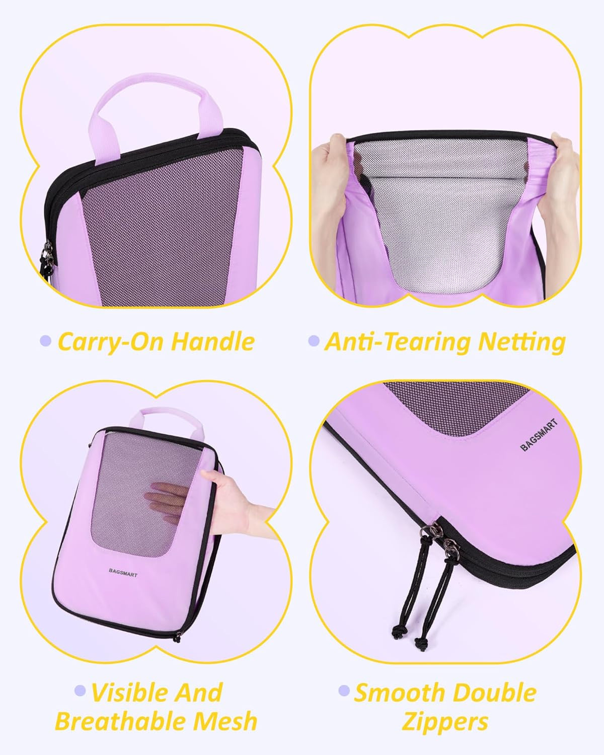 Compression Packing Cubes for Travel, 6/5/ Lightweight Packing Organizers, Summer Travel Essentials Suitcase Organizer Bags Set