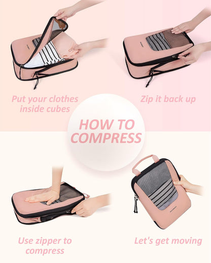 Compression Packing Cubes for Travel, 6/5/ Lightweight Packing Organizers, Summer Travel Essentials Suitcase Organizer Bags Set