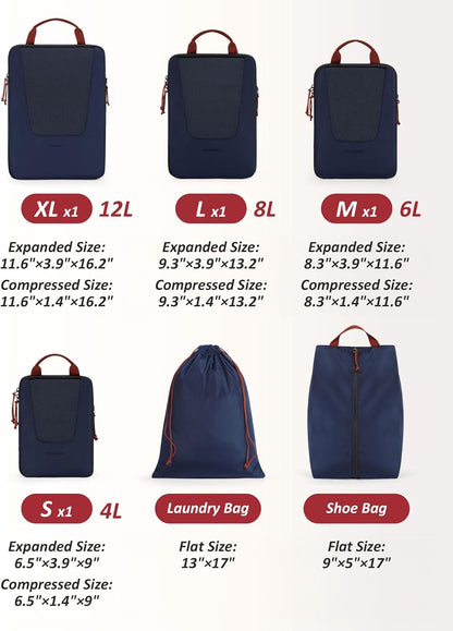 Compression Packing Cubes for Travel, 6/5/ Lightweight Packing Organizers, Summer Travel Essentials Suitcase Organizer Bags Set