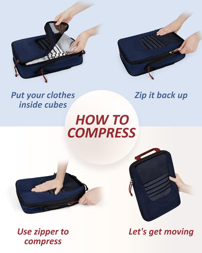 Compression Packing Cubes for Travel, 6/5/ Lightweight Packing Organizers, Summer Travel Essentials Suitcase Organizer Bags Set