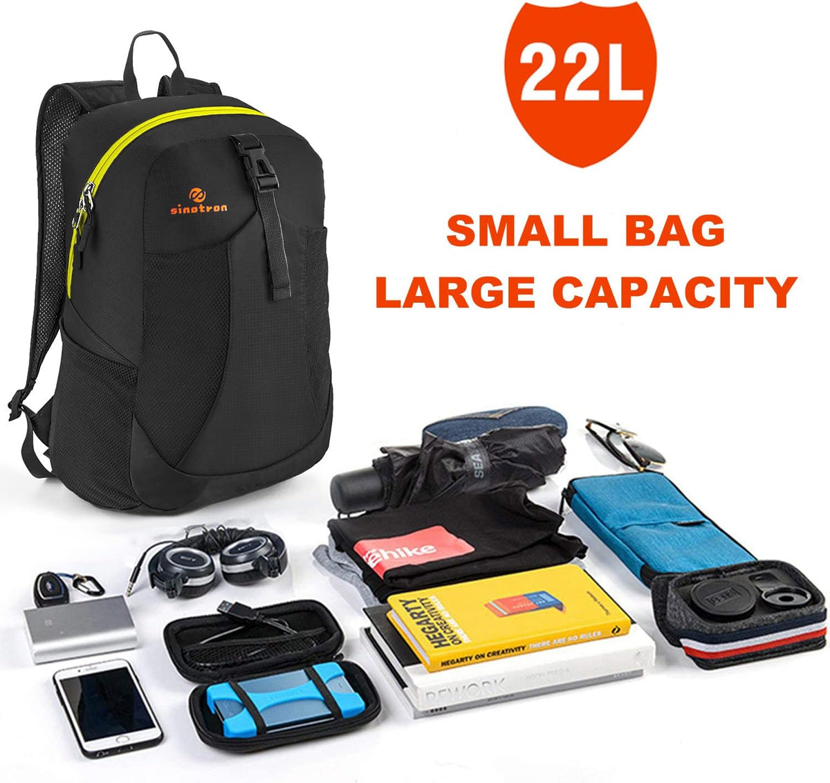 22L Lightweight Packable Hiking Backpack, Small Hiking Backpack Day Pack for Women Men Travel Camping Vacation