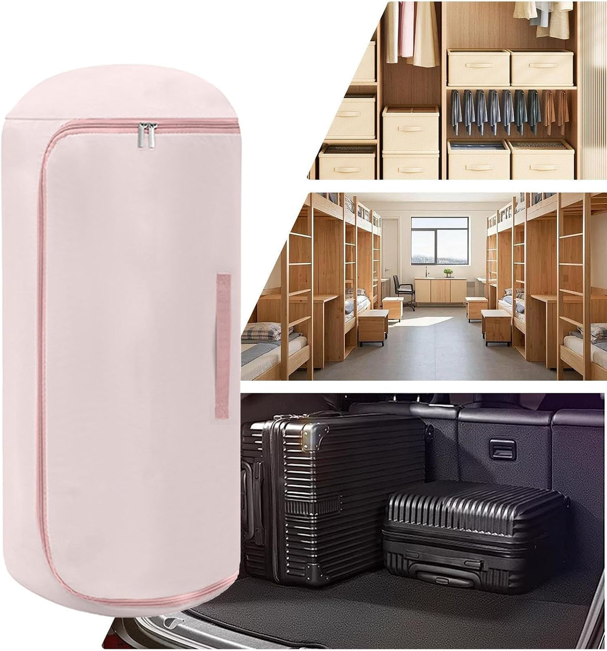 Roll Up Self Compression Organizer - Large Capacity Space Saving Self Compression Bag | Heavy Duty Cylindrical Compressible Moving Bags For Luggage Suitcase Backpack Closet Travel