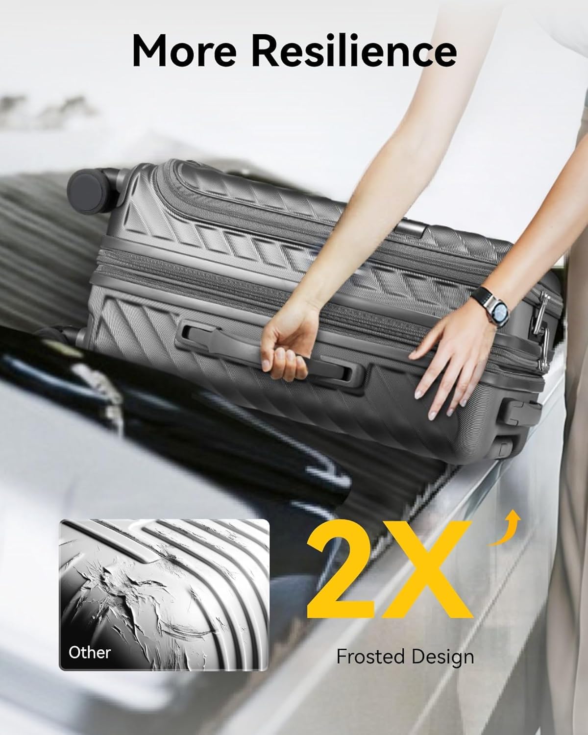 LUGGEX Carry On Luggage with Front Compartment and Cup Holder, KVF Expandable PC Hard Shell Suitcase with Front Pocket (FX-Plus, Gunmetal, 2-Piece (20/Tote))