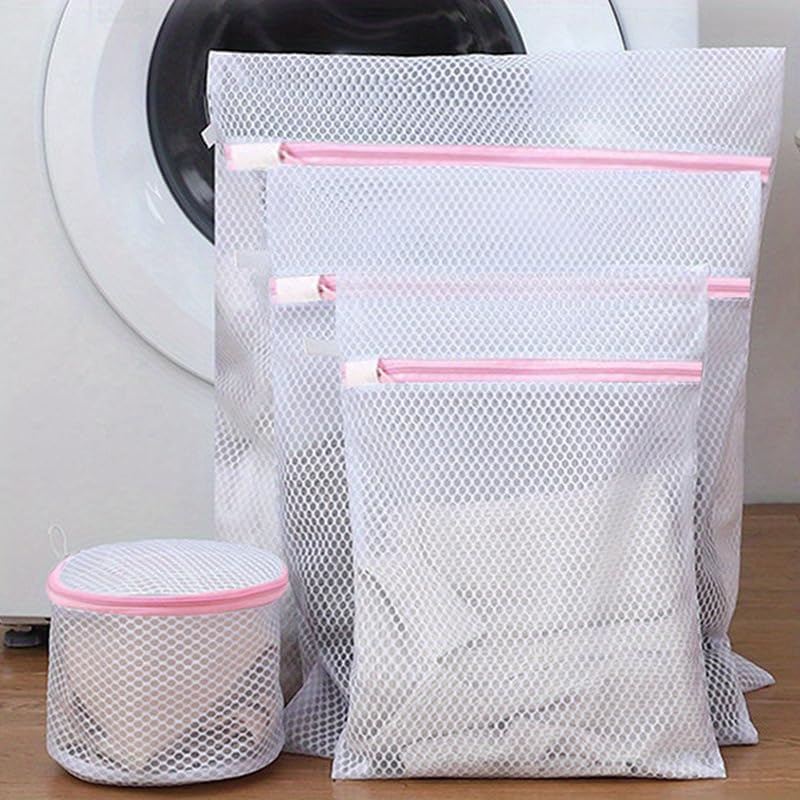 4Pcs Fine Mesh Laundry Bags for Delicates with Premium Rust-Proof Zipper, Travel Storage Organize Bag, Clothing Washing Bags for Laundry, Blouse, Bra, Hosiery, Stocking, Underwear