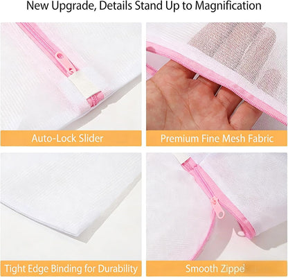 4Pcs Fine Mesh Laundry Bags for Delicates with Premium Rust-Proof Zipper, Travel Storage Organize Bag, Clothing Washing Bags for Laundry, Blouse, Bra, Hosiery, Stocking, Underwear