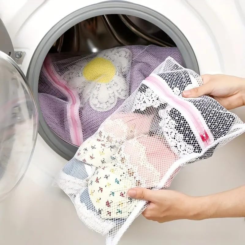4Pcs Fine Mesh Laundry Bags for Delicates with Premium Rust-Proof Zipper, Travel Storage Organize Bag, Clothing Washing Bags for Laundry, Blouse, Bra, Hosiery, Stocking, Underwear