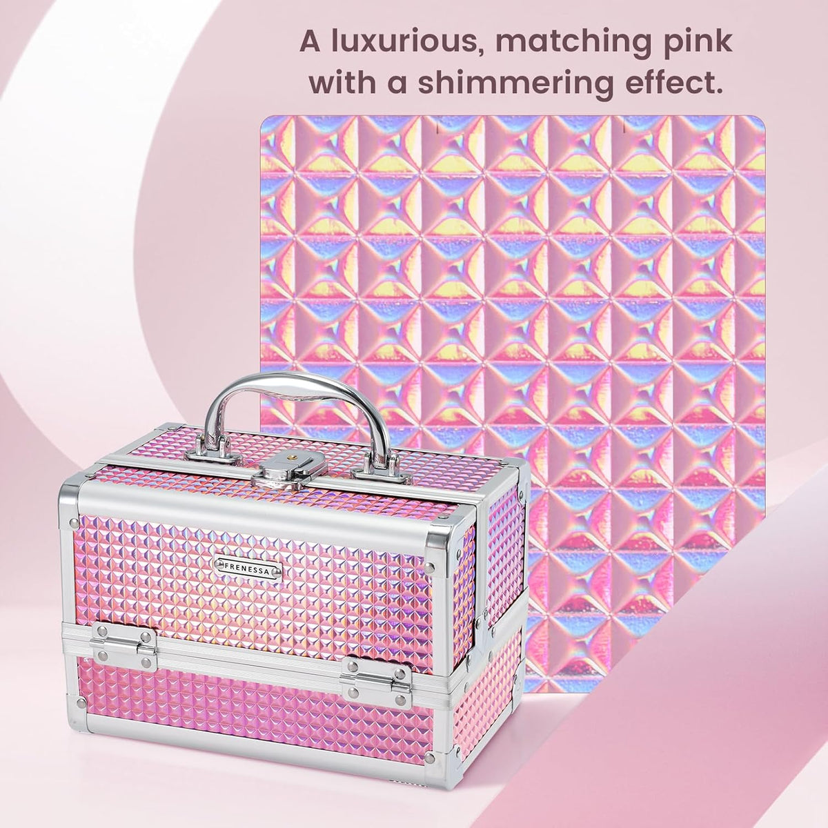 Makeup Case Portable Makeup Box Organizer Travel Cosmetic Case Storage with Mirror Locking Make Up Cases Organizers and Storage for Girls Nail Supplies Cosmetology Case Vanity Case Blue