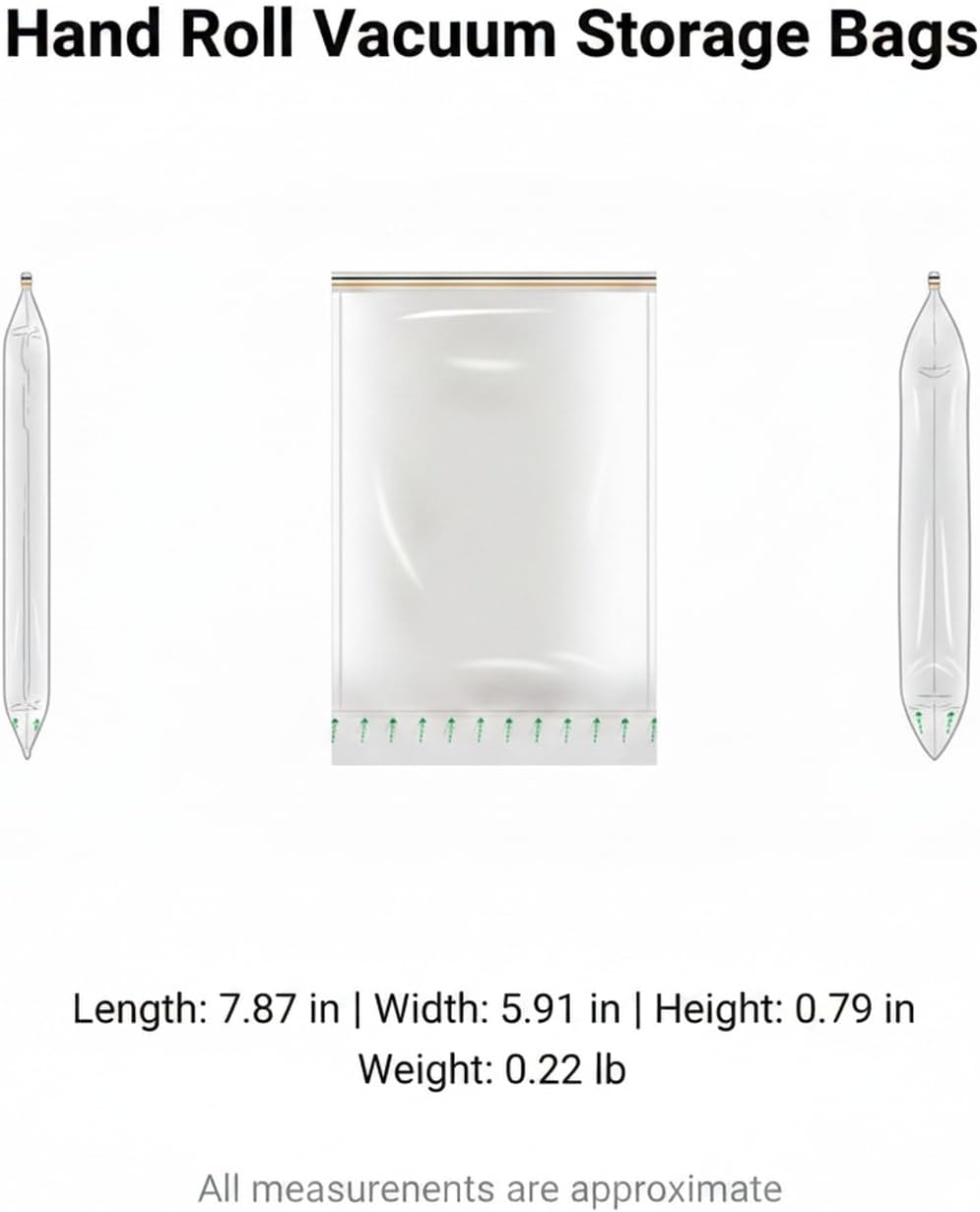 Manual Roll-Up Vacuum Storage Bag for Clothes & Bedding - Space Saver for Travel, Closet & Drawer Organization (1 Pack, Transparent)