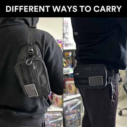 Tactical Inspired Compact Fanny Pack For Men. Perfect Techwear Accessories EDC Bag For Men. 2 Pockets Multi-Functional Waist Pack