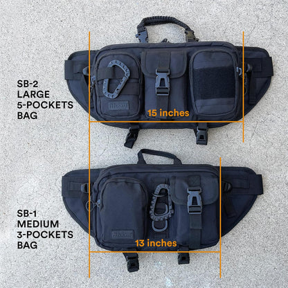 Tactical Inspired Compact Fanny Pack For Men. Perfect Techwear Accessories EDC Bag For Men. 2 Pockets Multi-Functional Waist Pack