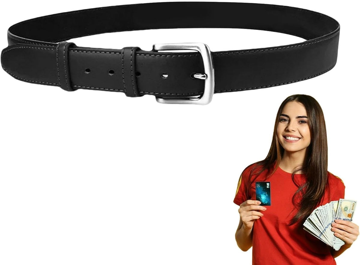 Money Belt Covert Anti-Theft Zippered PU Adjustable | Travel Security Belt for Travel, Driving, Hiking, Shopping, Commuting, Outdoor Activities, Vacation, Festivals, Camping