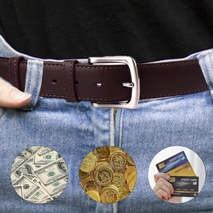 Money Belt Covert Anti-Theft Zippered PU Adjustable | Travel Security Belt for Travel, Driving, Hiking, Shopping, Commuting, Outdoor Activities, Vacation, Festivals, Camping