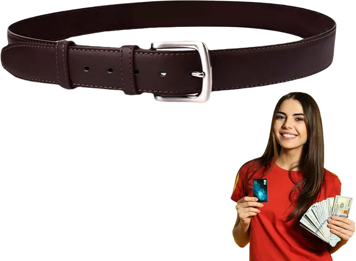 Money Belt Covert Anti-Theft Zippered PU Adjustable | Travel Security Belt for Travel, Driving, Hiking, Shopping, Commuting, Outdoor Activities, Vacation, Festivals, Camping