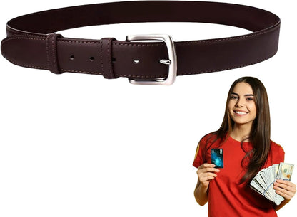Money Belt Covert Anti-Theft Zippered PU Adjustable | Travel Security Belt for Travel, Driving, Hiking, Shopping, Commuting, Outdoor Activities, Vacation, Festivals, Camping