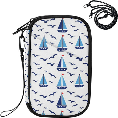 Multi-Slot Travel Document Organizer 21×14×3 CM | Water Resistant Oxford Sturdy Shape Detachable Strap for Adults Outdoor Sailboat Navy