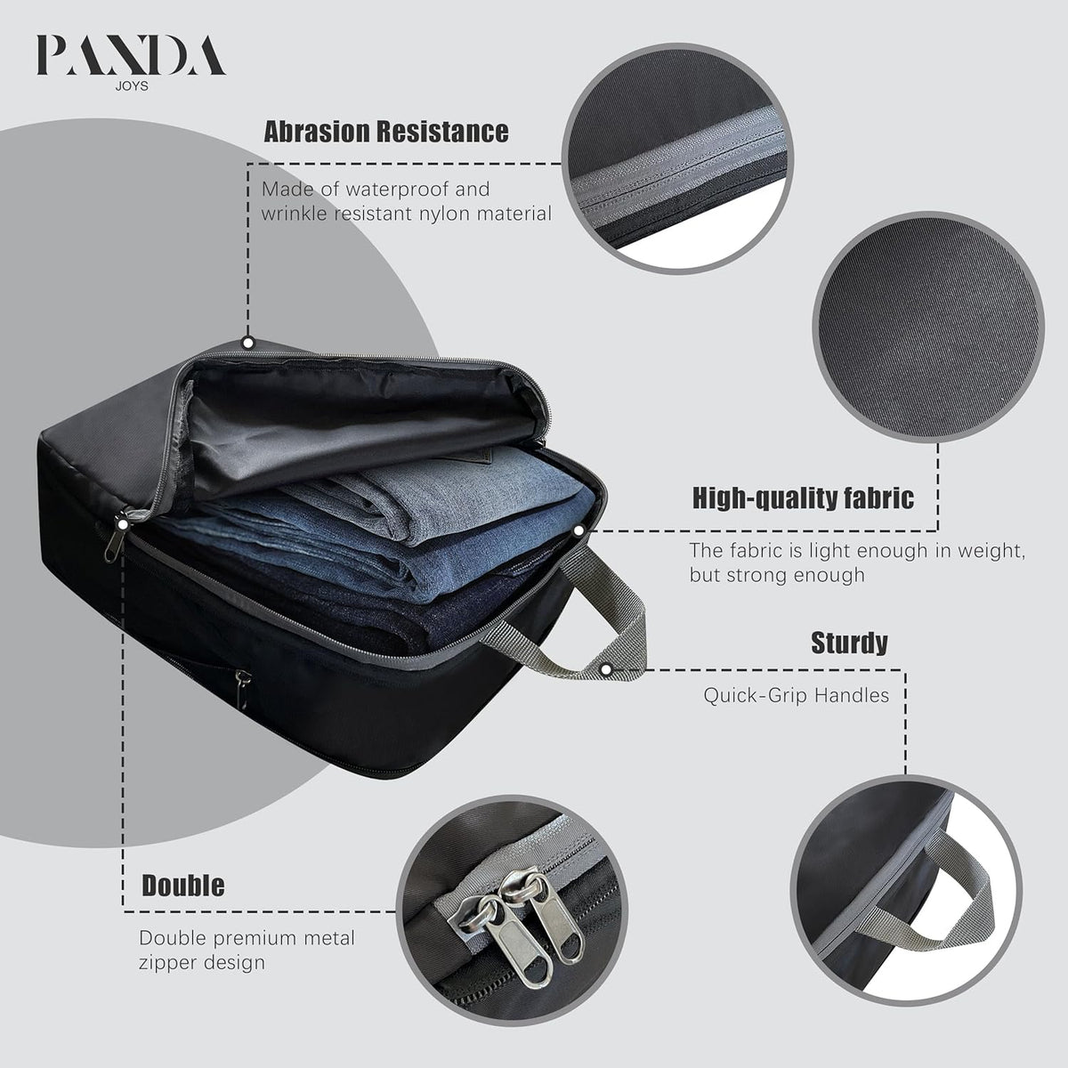 4 Set Compression Packing Cubes Travel - Travel Accessories Expandable Packing Organizers for Carry On - Essentials Luggage Bags - Black