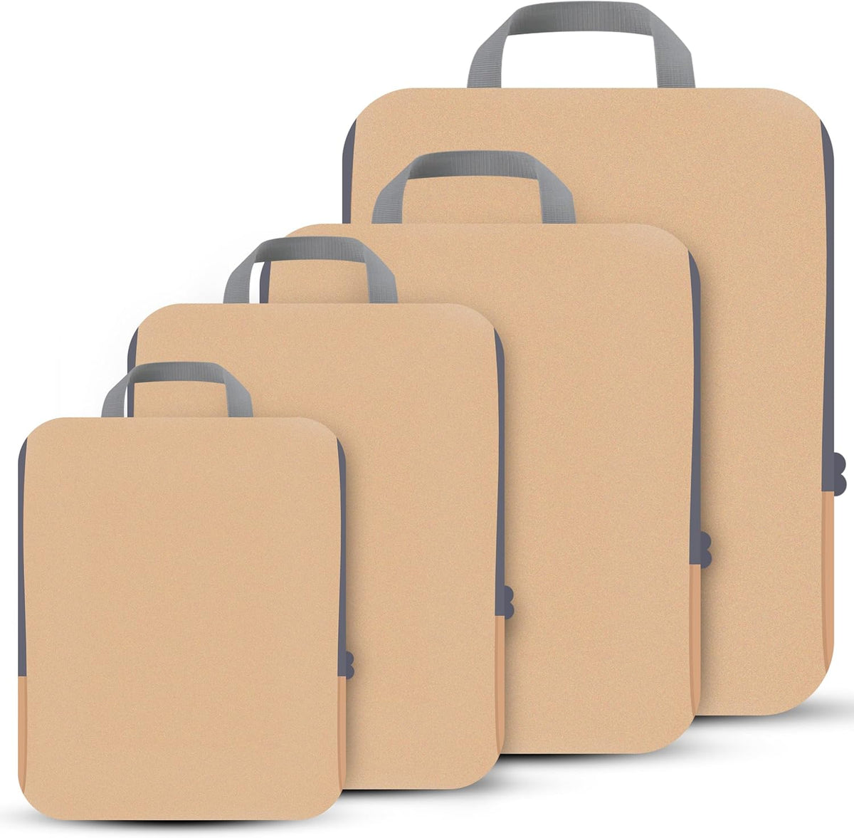 4 Set Compression Packing Cubes Travel - Travel Accessories Expandable Packing Organizers for Carry On - Essentials Luggage Bags - Black