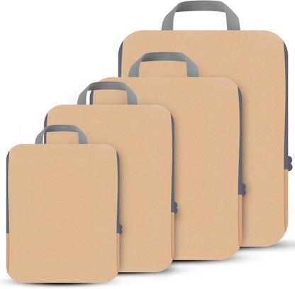 4 Set Compression Packing Cubes Travel - Travel Accessories Expandable Packing Organizers for Carry On - Essentials Luggage Bags - Black