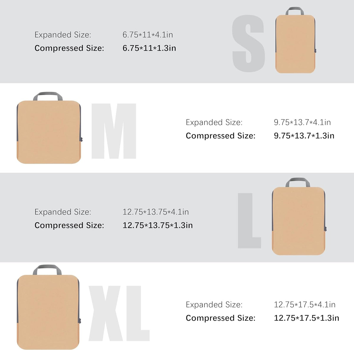 4 Set Compression Packing Cubes Travel - Travel Accessories Expandable Packing Organizers for Carry On - Essentials Luggage Bags - Black