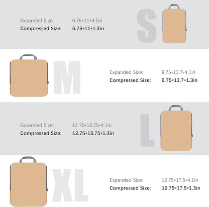 4 Set Compression Packing Cubes Travel - Travel Accessories Expandable Packing Organizers for Carry On - Essentials Luggage Bags - Black